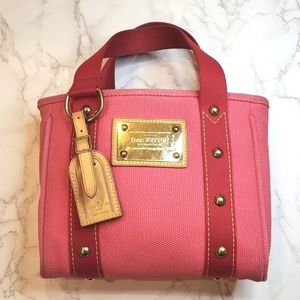 Louis Vuitton Pink Canvas Tote with Gold Hardware
